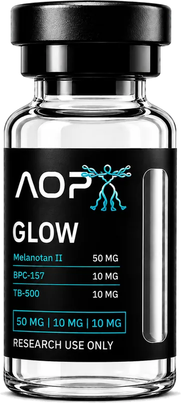 GLOW research peptide vial