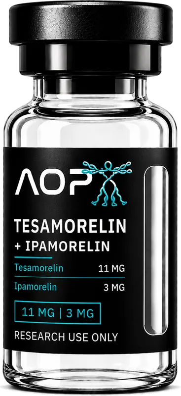 TESAMORELIN + IPAMORELIN research peptide vial